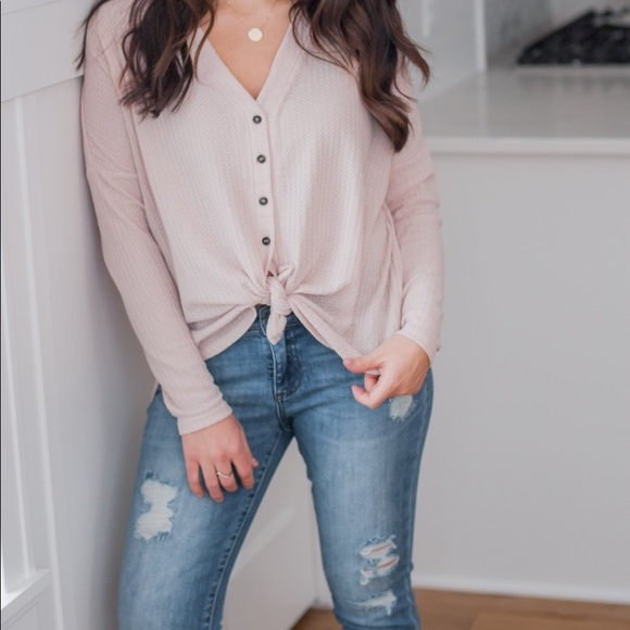 Waffle Knit Long Sleeve Top - Picture 2 of 4